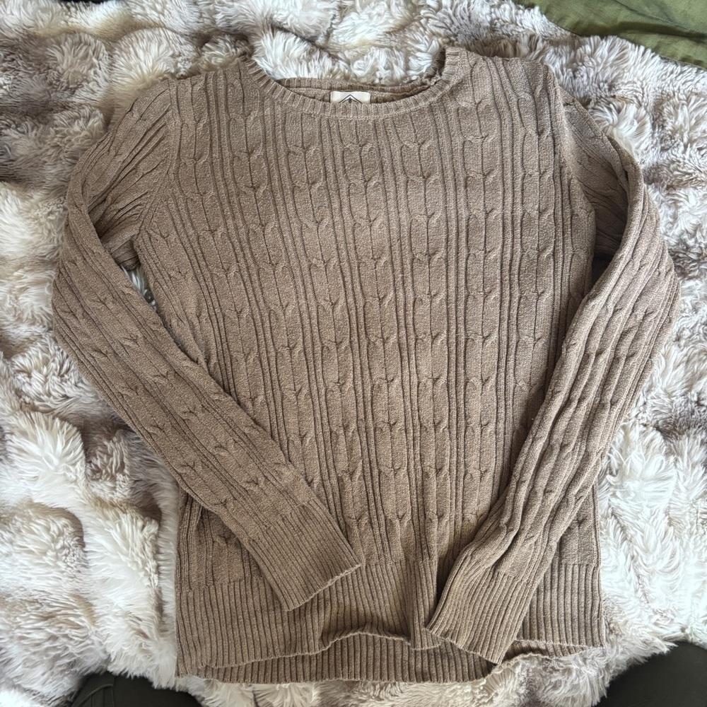 St. John's Bay Women's Cable Knit Sweater - Brown